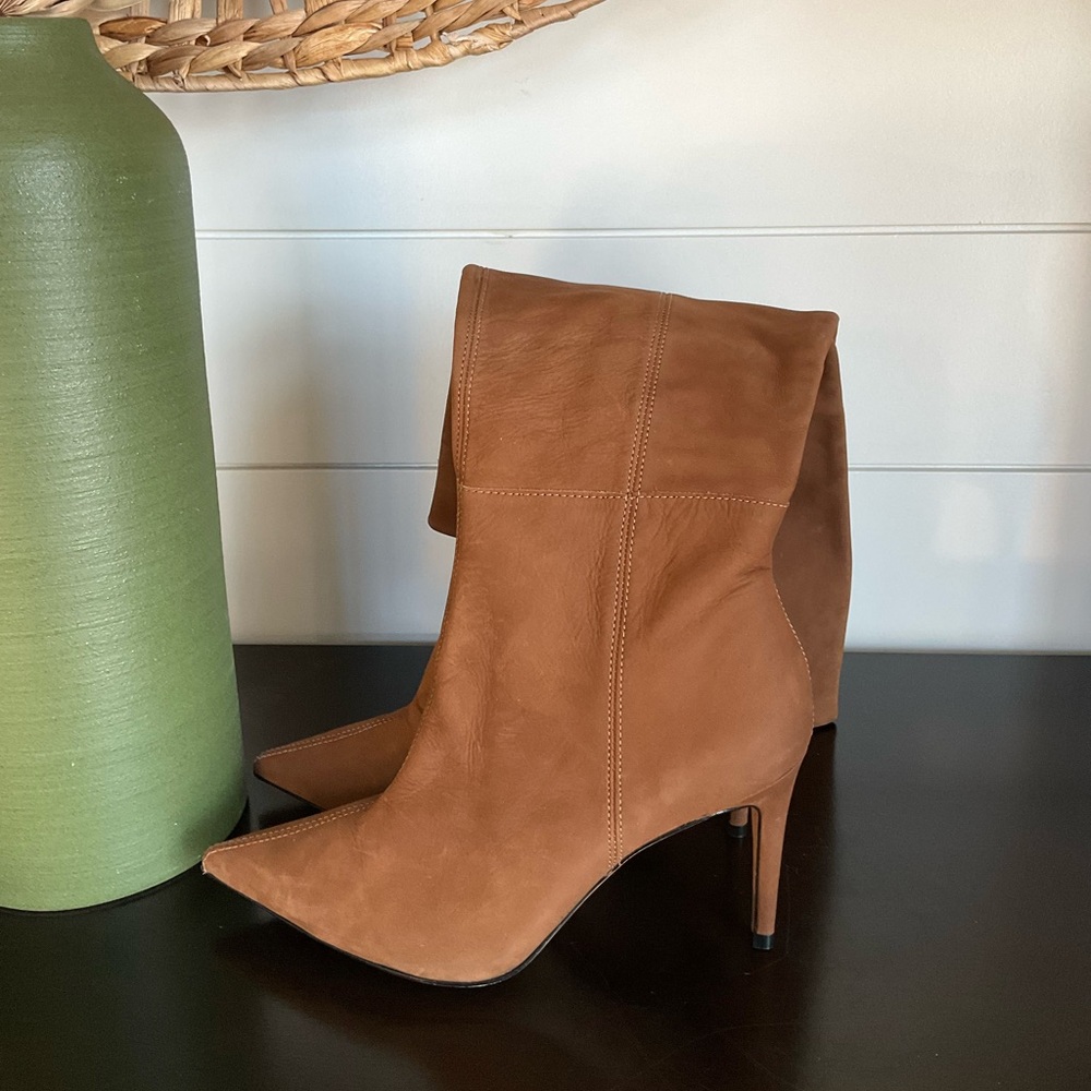 Saks Fifth Avenue Collection 87MM Suede Stiletto Knee High Boots Bourbon